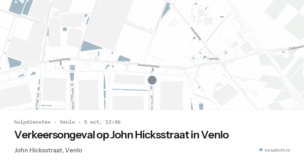 Verkeersongeval op John Hicksstraat in Venlo — 5 mrt 2026