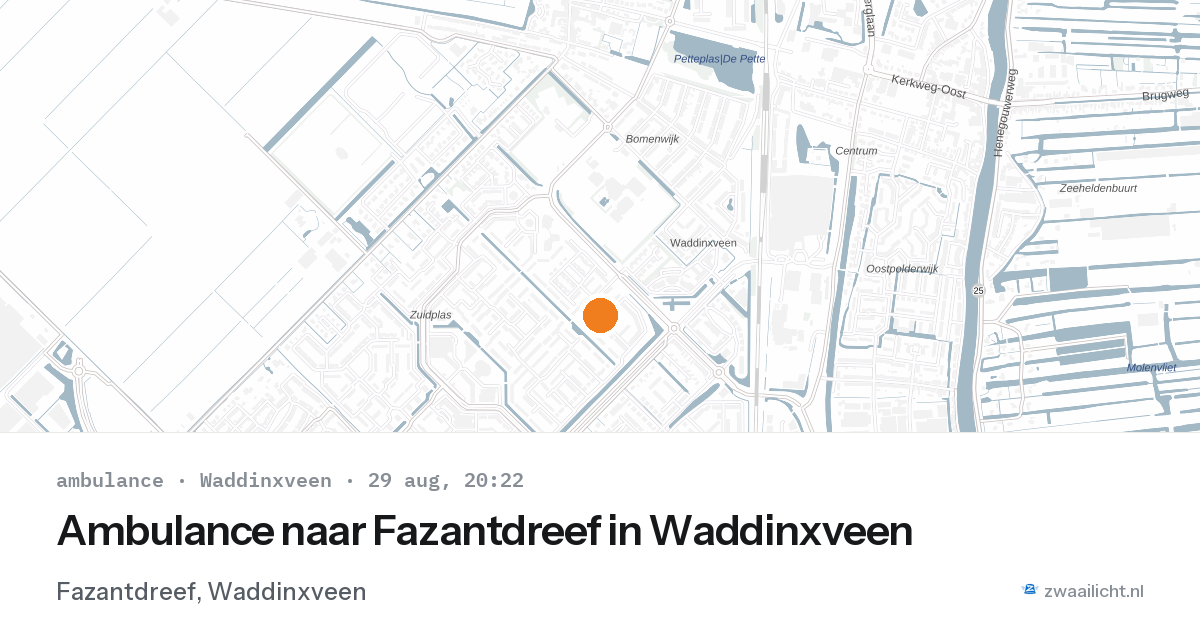 Ambulance naar Fazantdreef in Waddinxveen — 29 aug 2026