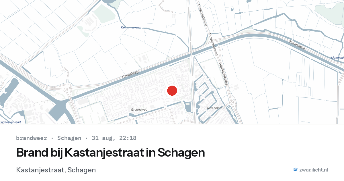 Brand bij Kastanjestraat in Schagen — 31 aug 2026