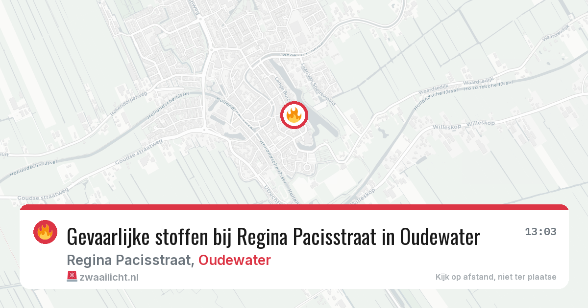 Gevaarlijke stoffen bij Regina Pacisstraat in Oudewater — 6 apr 2026