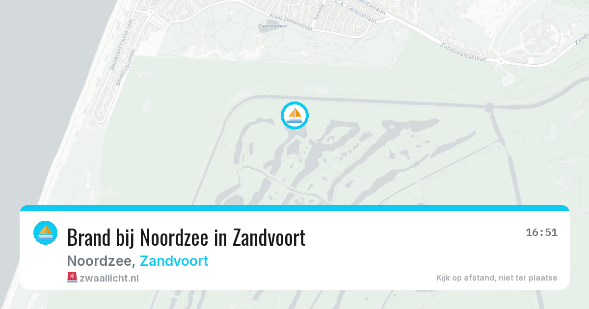Brand bij Noordzee in Zandvoort — 13 aug 2026