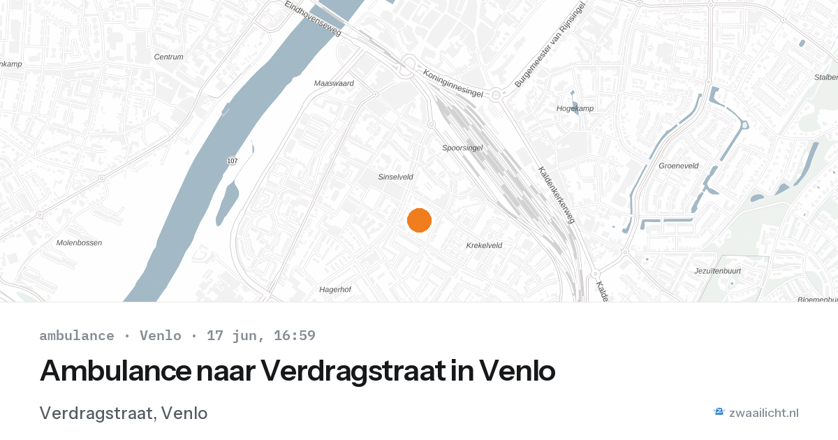 Ambulance naar Verdragstraat in Venlo — 17 jun 2026