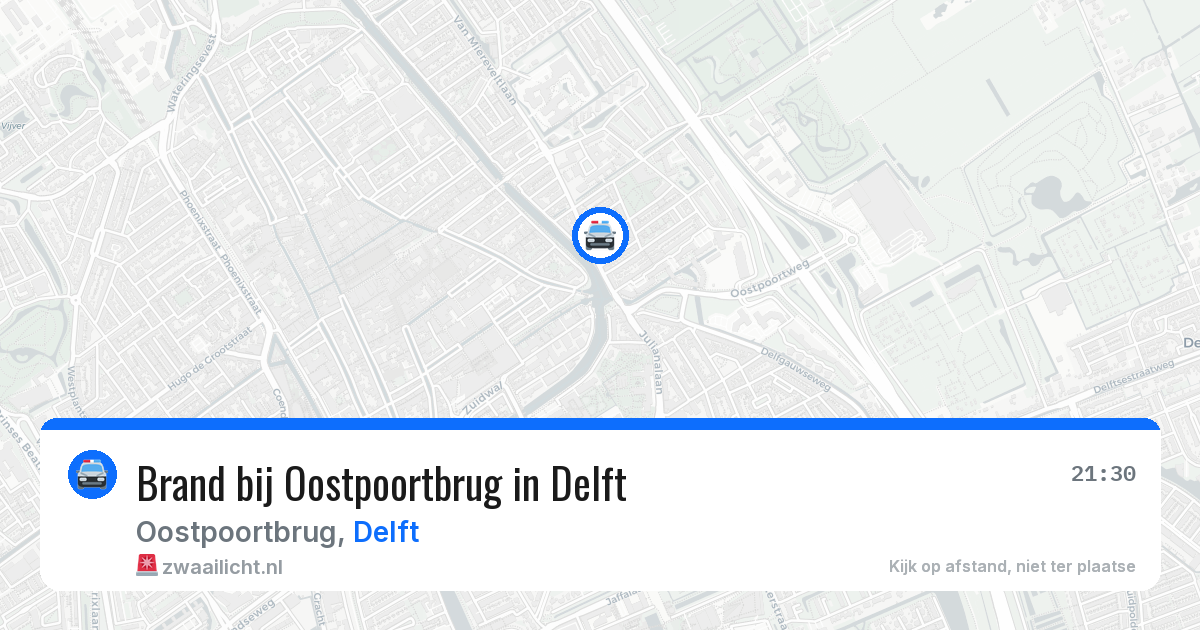 Brand bij Oostpoortbrug in Delft — 22 mei 2026