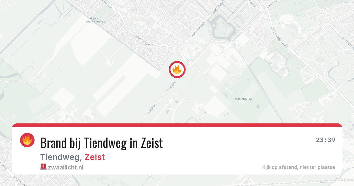 Brand bij Tiendweg in Zeist — 19 jun 2026