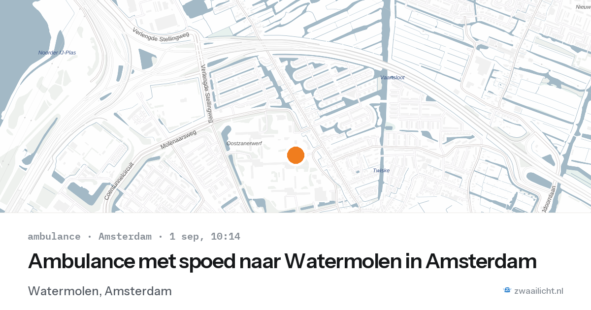 Ambulance met spoed naar Watermolen in Amsterdam — 1 sep 2026