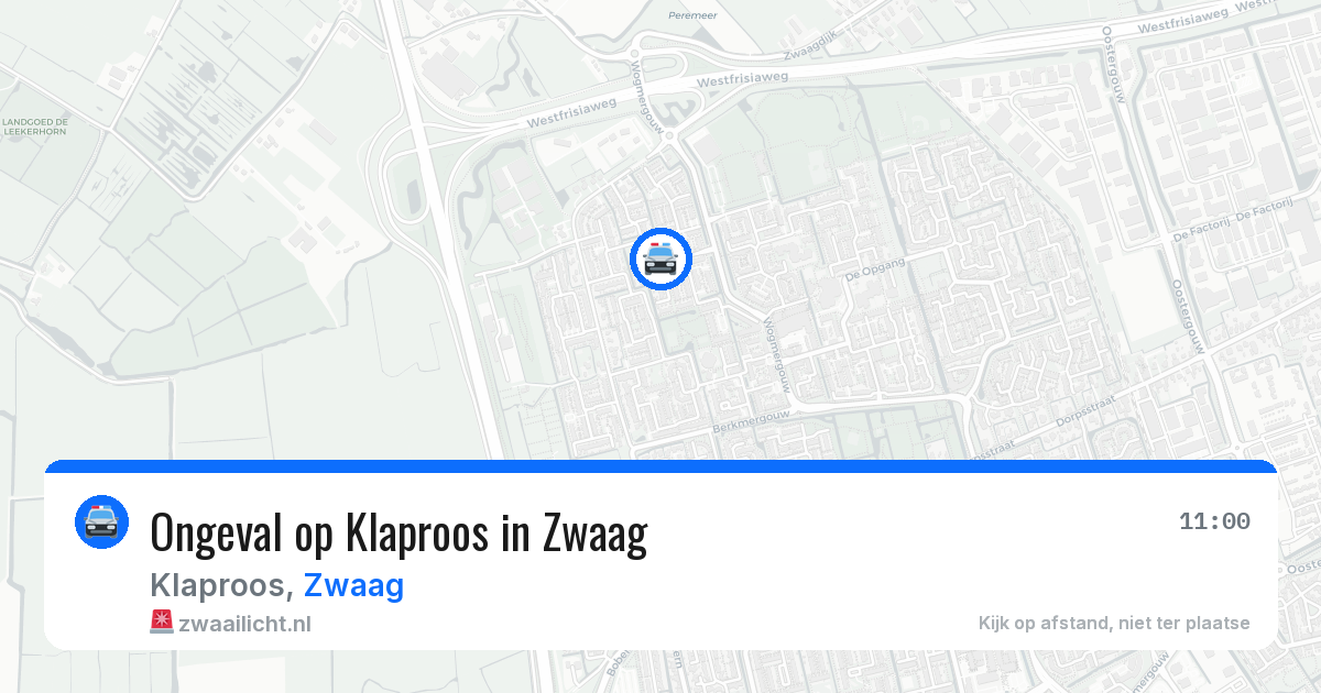 Ongeval op Klaproos in Zwaag — 6 jul 2026