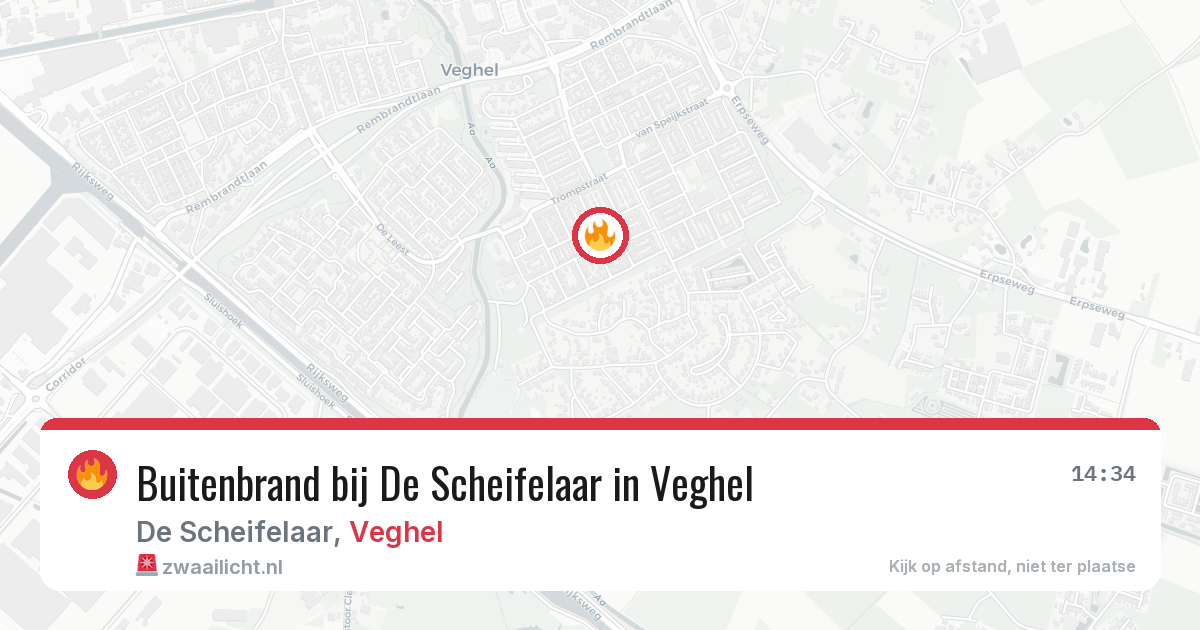 Buitenbrand bij De Scheifelaar in Veghel — 26 jul 2026