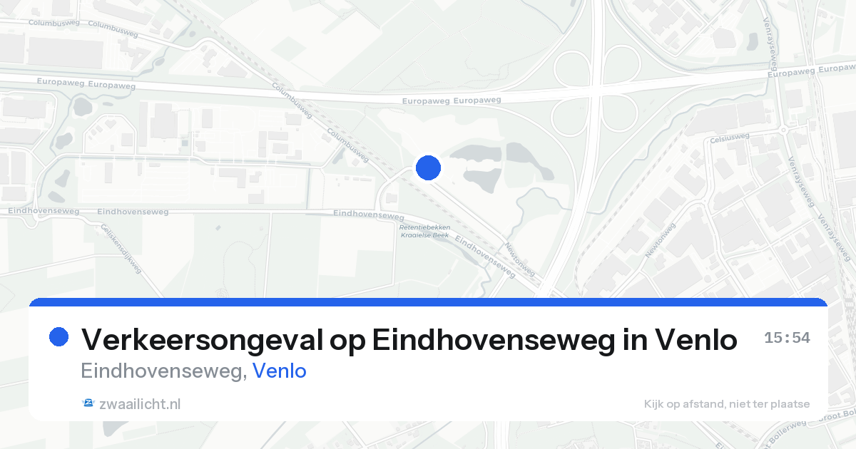 Verkeersongeval op Eindhovenseweg in Venlo — 15 aug 2026