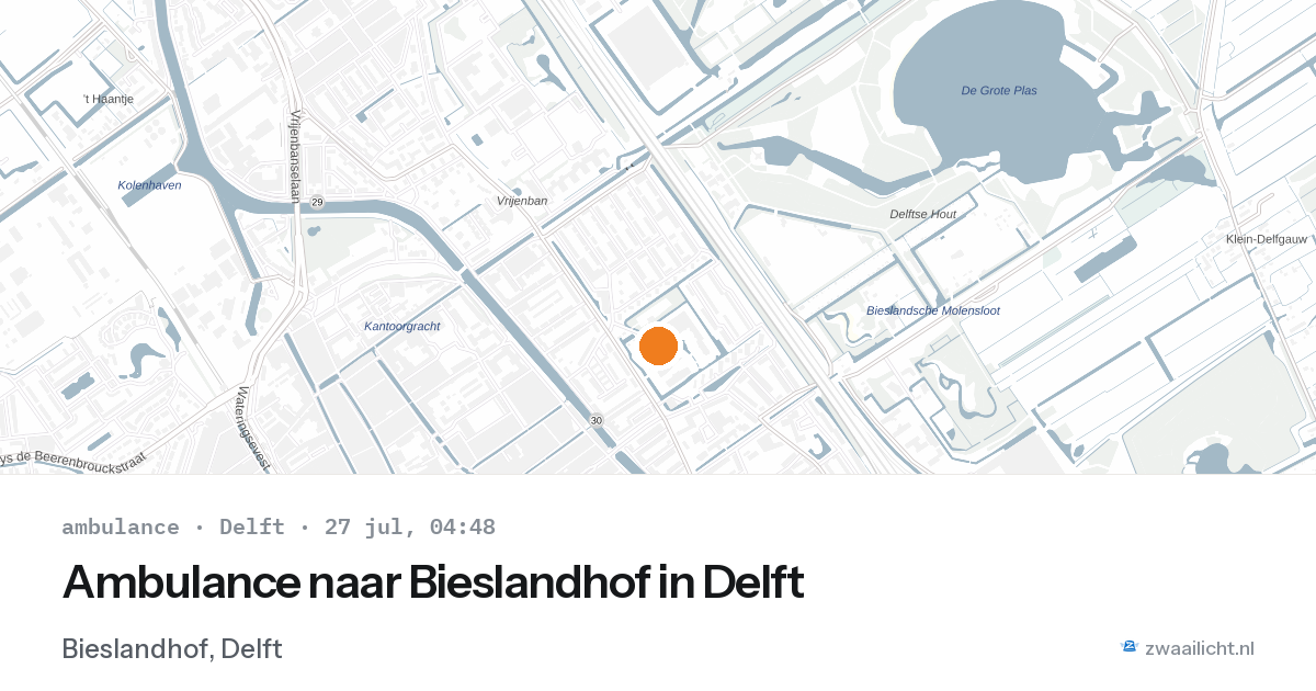 Ambulance naar Bieslandhof in Delft — 27 jul 2026