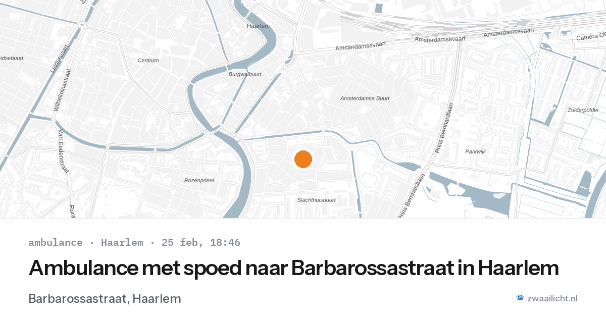 Ambulance met spoed naar Barbarossastraat in Haarlem — 25 feb 2026