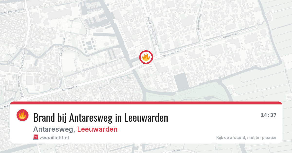Brand bij Antaresweg in Leeuwarden — 13 aug 2026