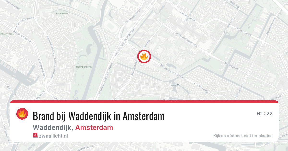 Brand bij Waddendijk in Amsterdam — 12 aug 2026