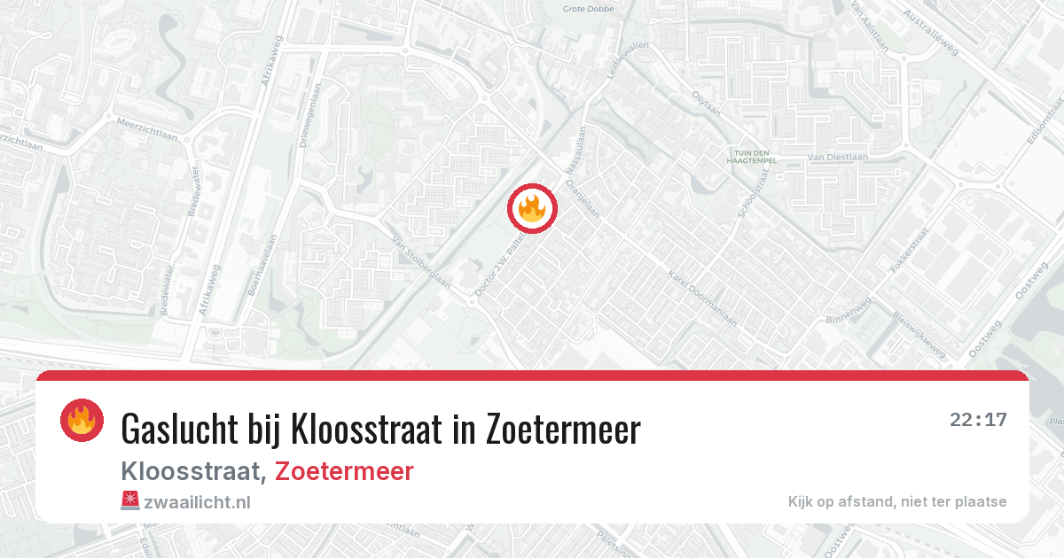 Gaslucht bij Kloosstraat in Zoetermeer — 13 mei 2026