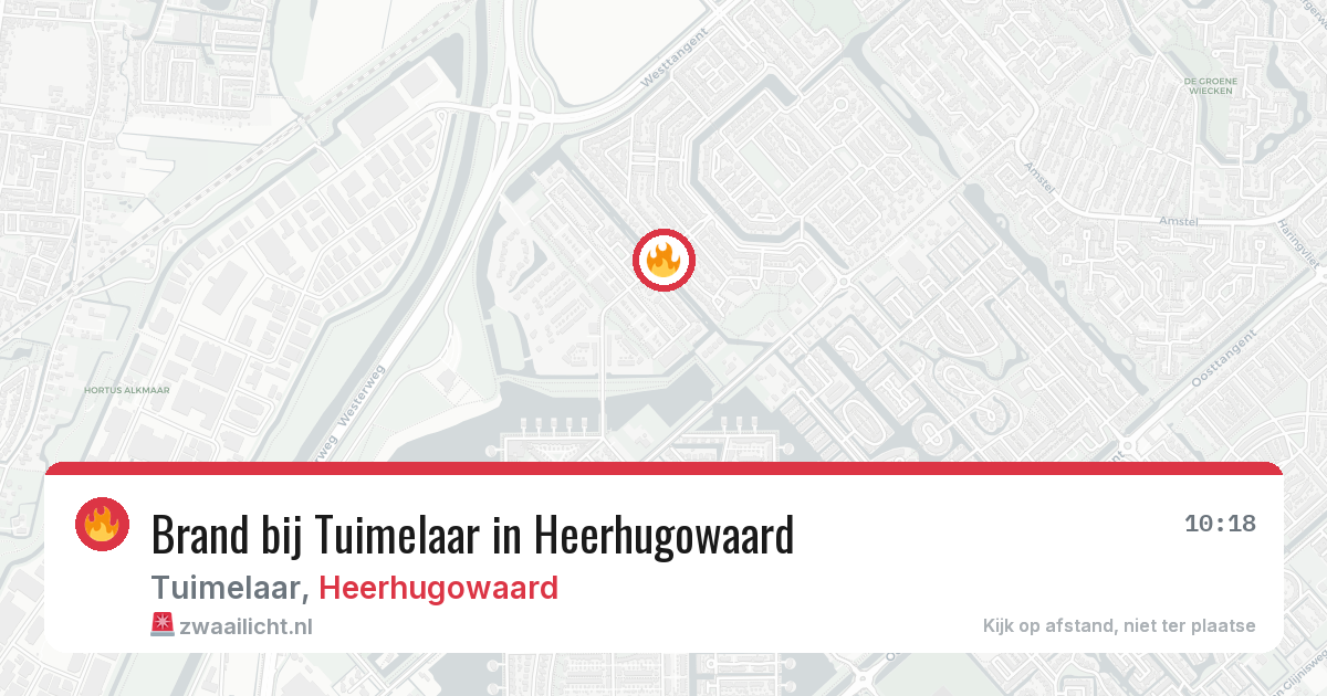 Brand bij Tuimelaar in Heerhugowaard — 20 mrt 2026
