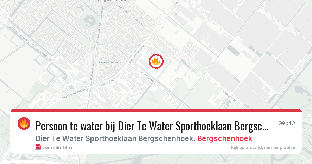 Persoon te water bij Dier Te Water Sporthoeklaan Bergschenhoek in Bergschenhoek — 12 aug 2026