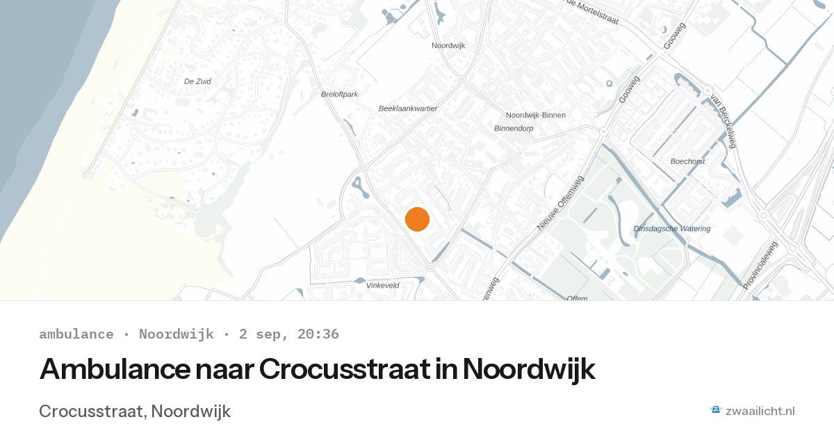 Ambulance naar Crocusstraat in Noordwijk — 2 sep 2026