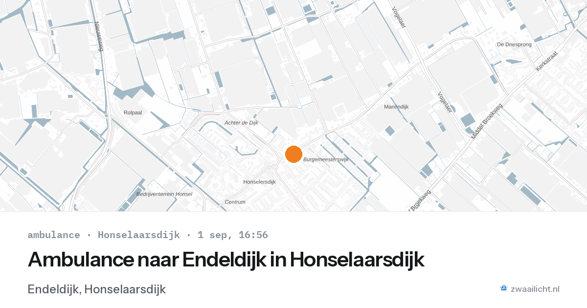 Ambulance naar Endeldijk in Honselaarsdijk — 1 sep 2026