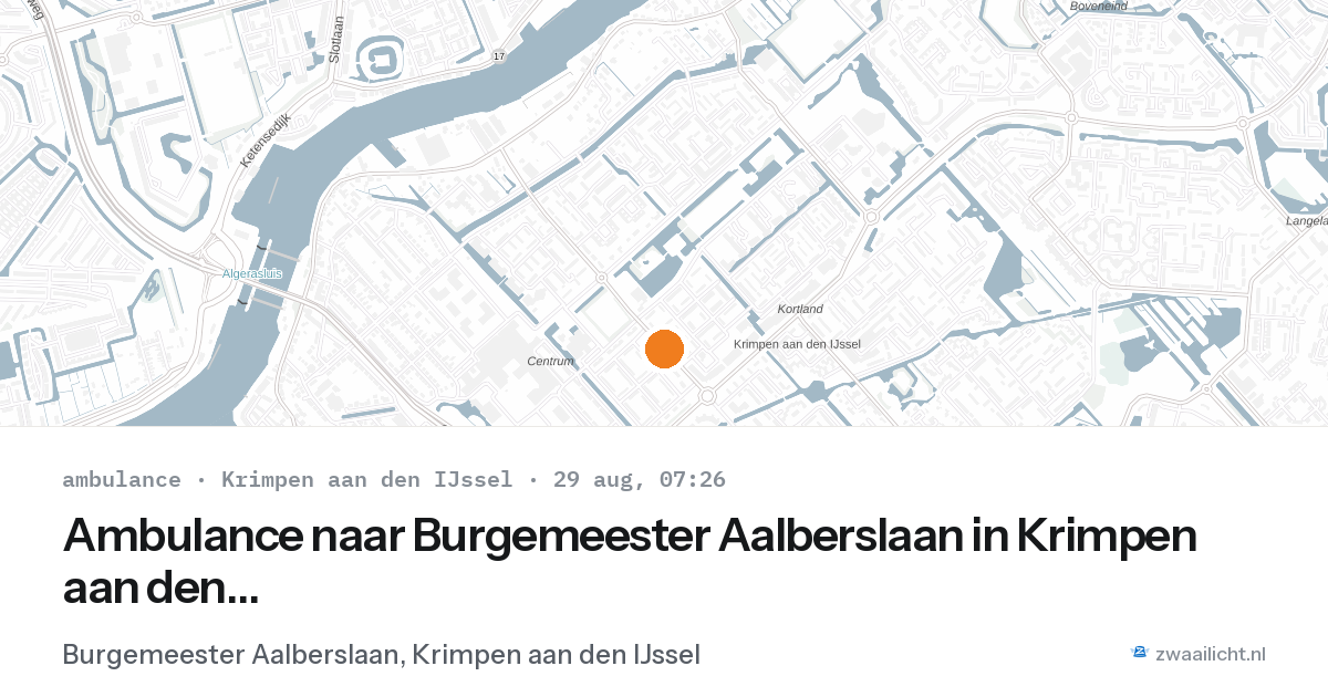 Ambulance naar Burgemeester Aalberslaan in Krimpen aan den IJssel — 29 aug 2026