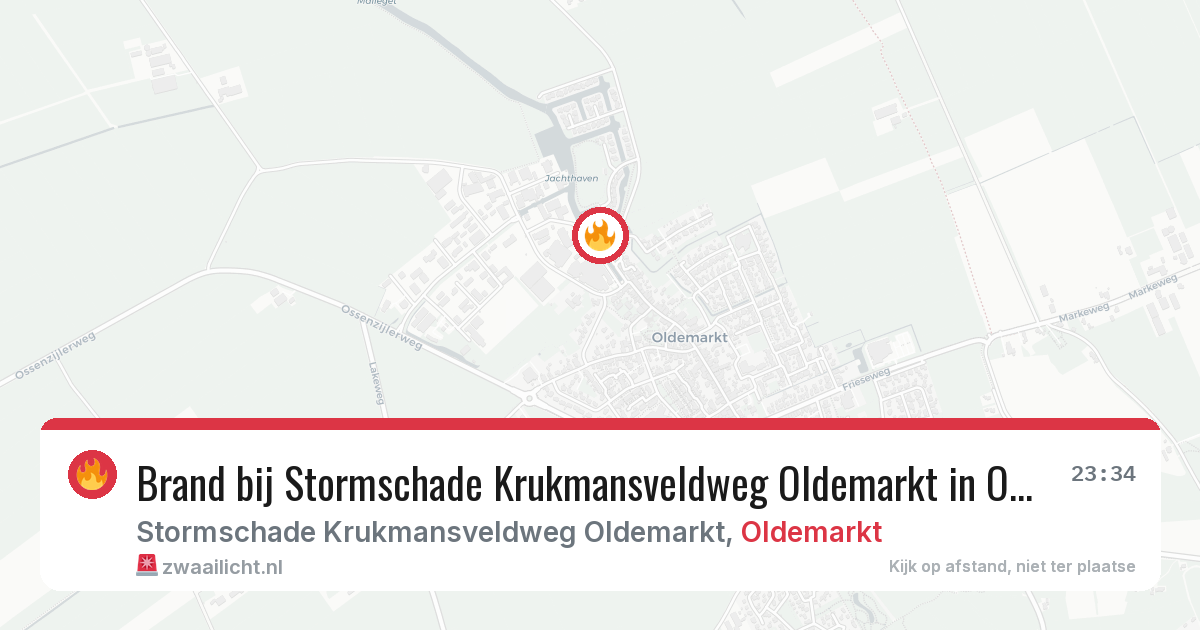 Brand bij Stormschade Krukmansveldweg Oldemarkt in Oldemarkt — 19 jun 2026
