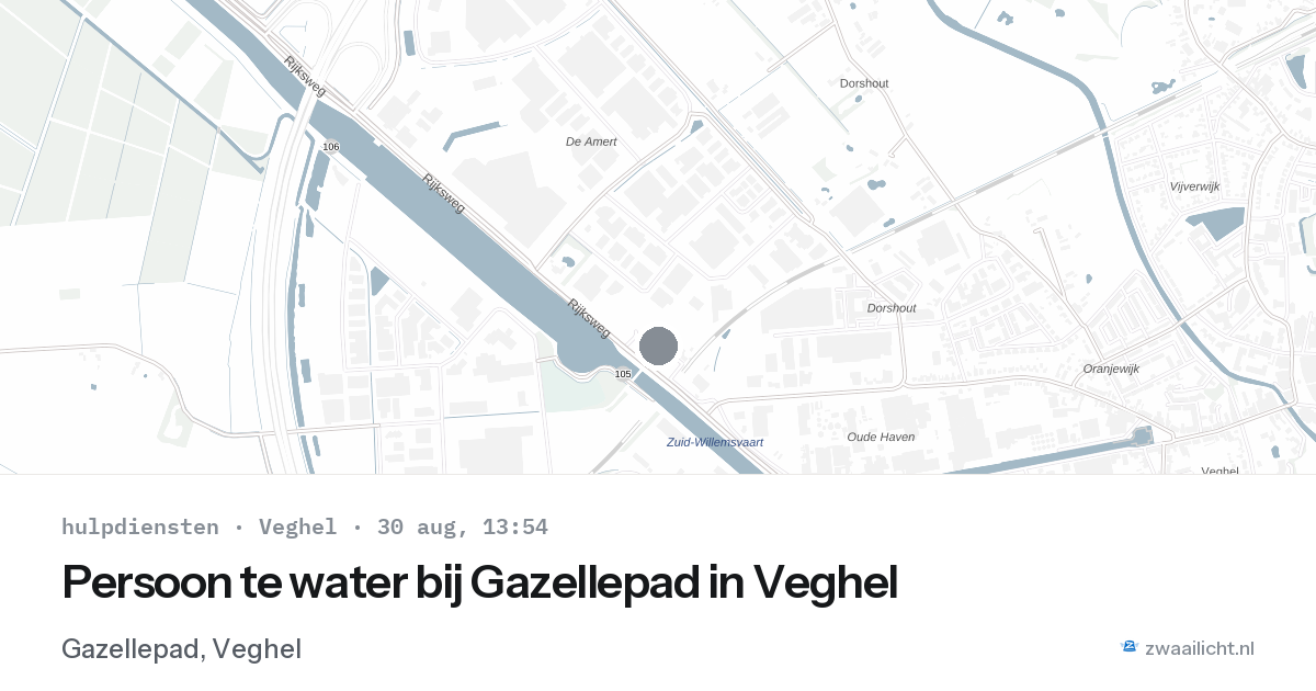Persoon te water bij Gazellepad in Veghel — 30 aug 2026