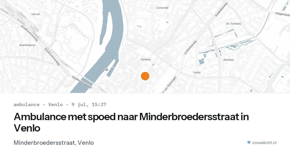 Ambulance met spoed naar Minderbroedersstraat in Venlo — 9 jul 2026