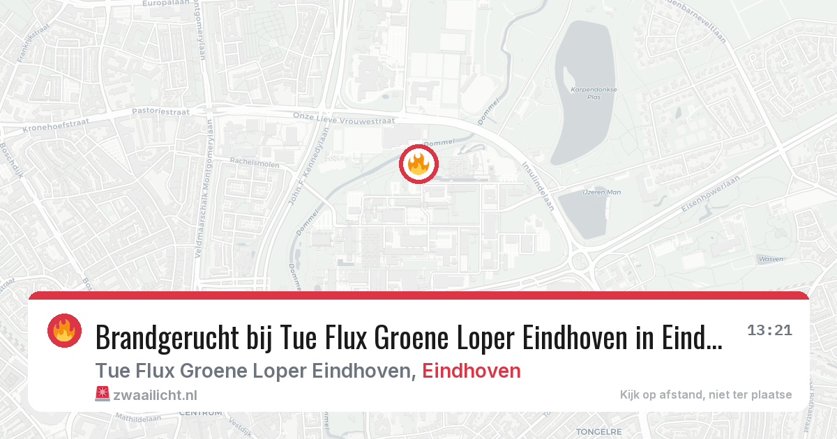Brandgerucht bij Tue Flux Groene Loper Eindhoven in Eindhoven — 29 mrt 2026
