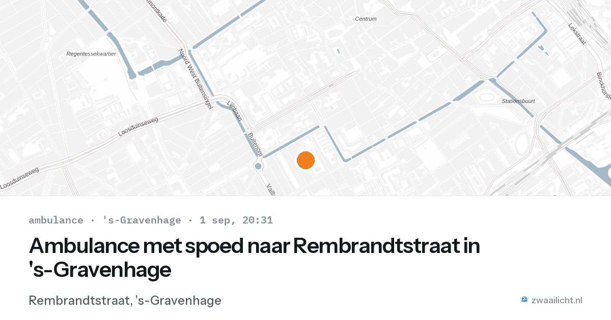 Ambulance met spoed naar Rembrandtstraat in 's-Gravenhage — 1 sep 2026