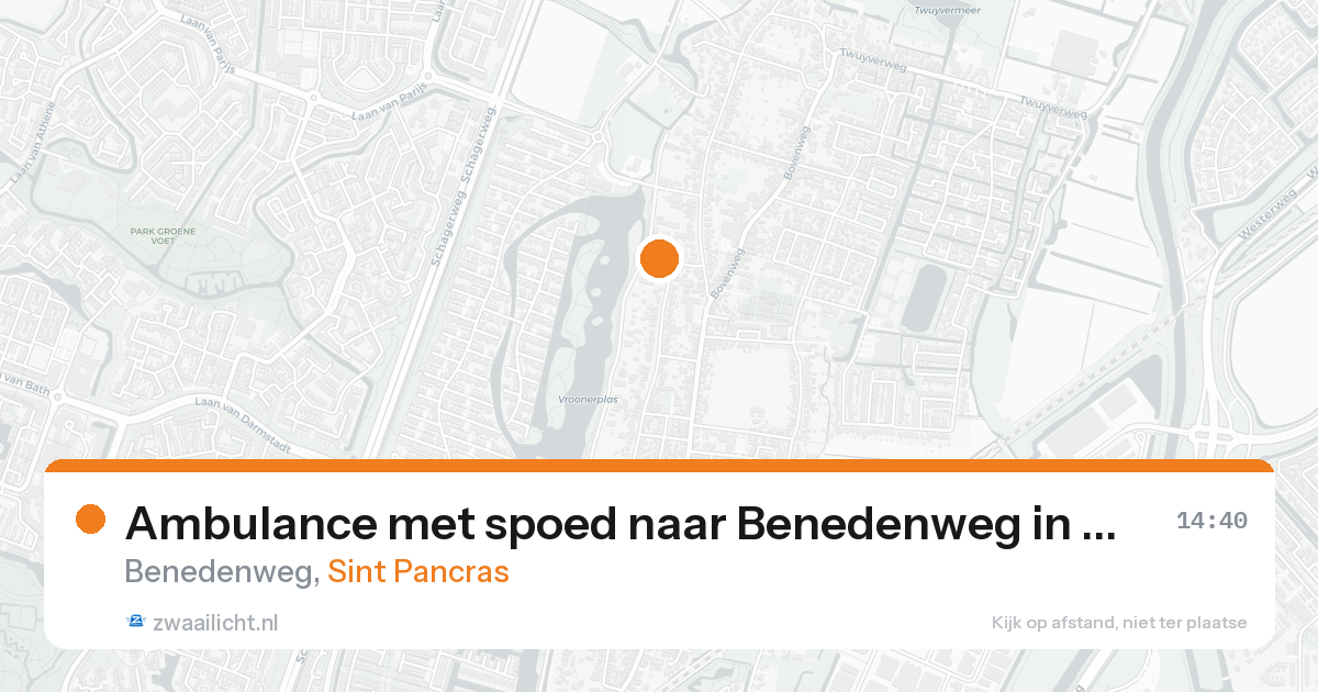 Ambulance met spoed naar Benedenweg in Sint Pancras — 22 aug 2026