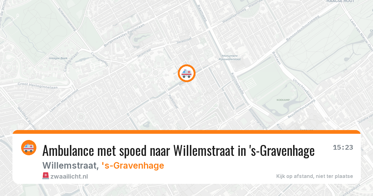 Ambulance met spoed naar Willemstraat in 's-Gravenhage — 23 mei 2026