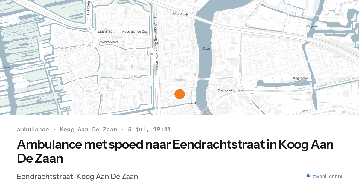 Ambulance met spoed naar Eendrachtstraat in Koog Aan De Zaan — 5 jul 2026