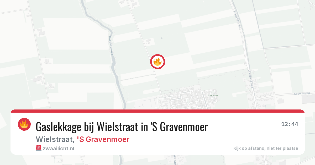 Gaslekkage bij Wielstraat in 'S Gravenmoer — 26 mei 2026