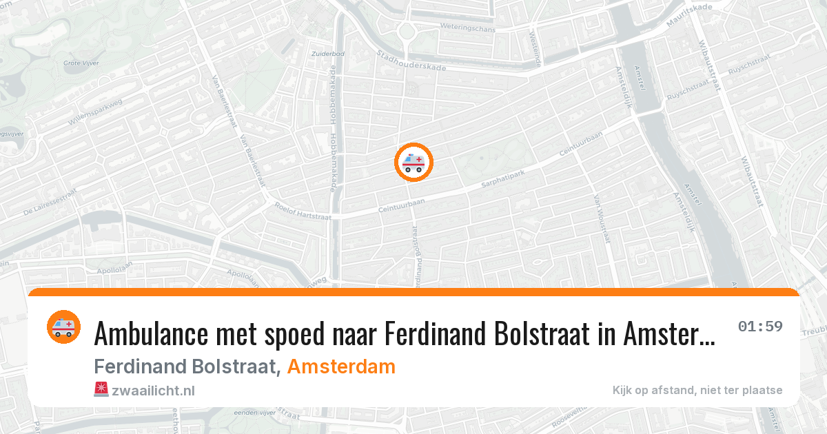 Ambulance met spoed naar Ferdinand Bolstraat in Amsterdam — 14 aug 2026