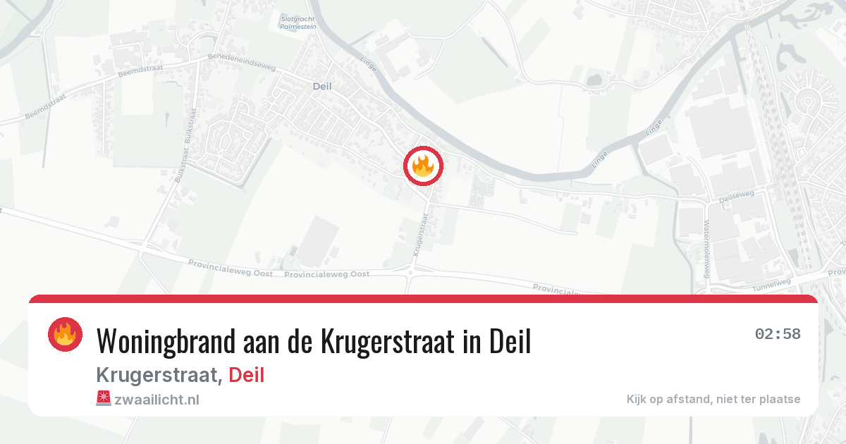 Woningbrand aan de Krugerstraat in Deil — 28 jun 2026