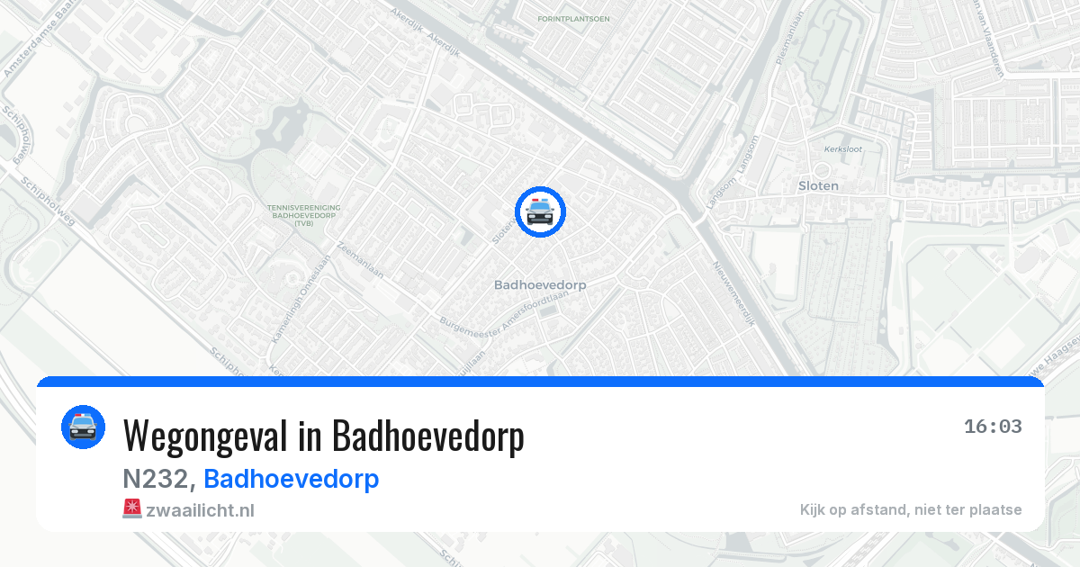 Wegongeval in Badhoevedorp — 3 aug 2026
