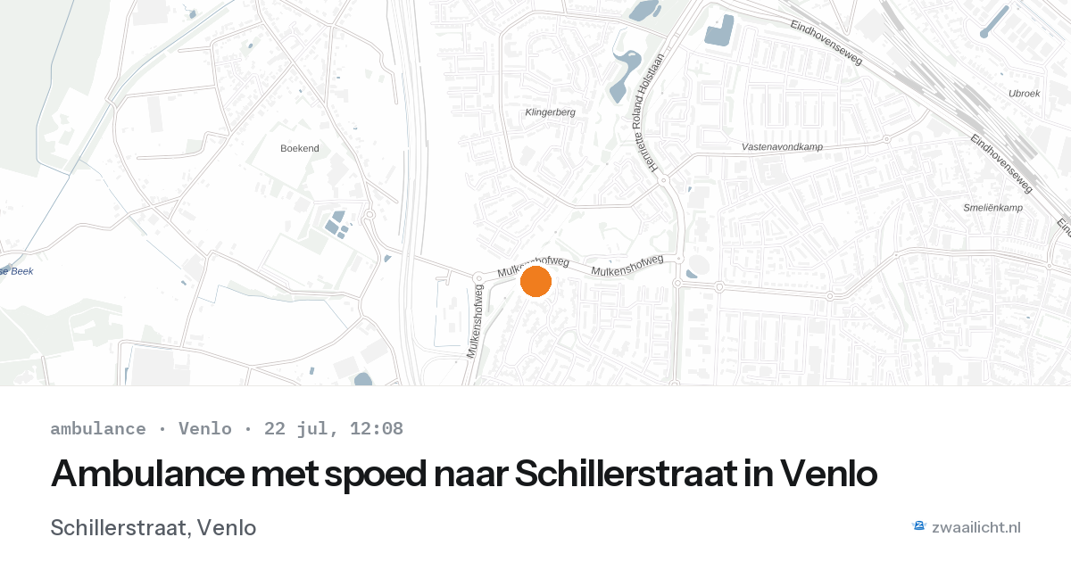 Ambulance met spoed naar Schillerstraat in Venlo — 22 jul 2026