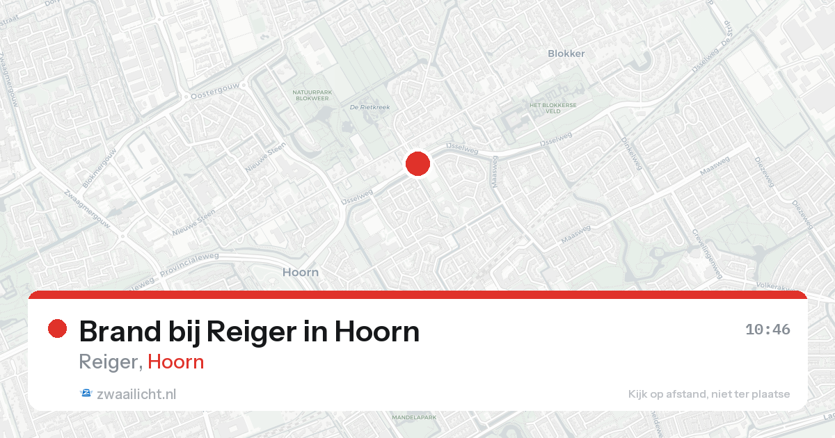 Brand bij Reiger in Hoorn — 21 aug 2026