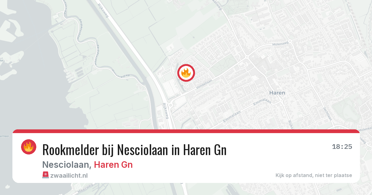 Rookmelder bij Nesciolaan in Haren Gn — 6 aug 2026