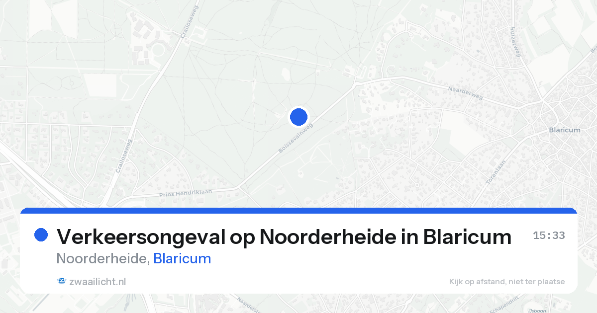 Verkeersongeval op Noorderheide in Blaricum — 23 aug 2026
