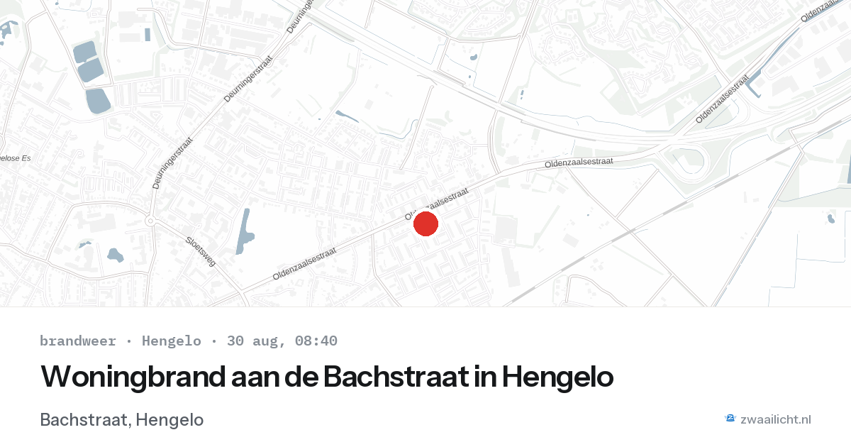 Woningbrand aan de Bachstraat in Hengelo — 30 aug 2026