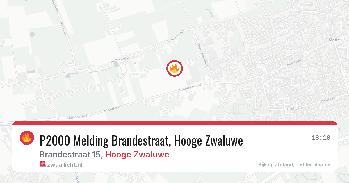 P2000 Melding Brandestraat, Hooge Zwaluwe — 9 feb 2026