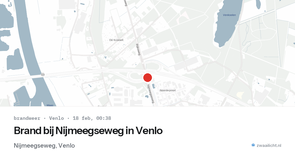 Brand bij Nijmeegseweg in Venlo — 17 feb 2026