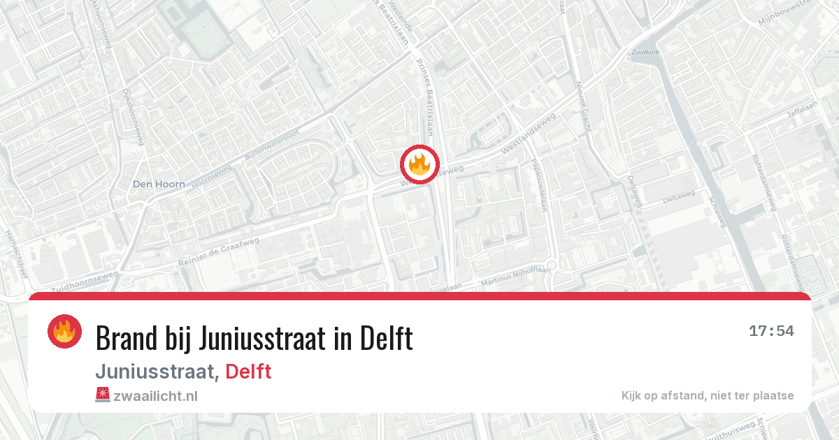 Brand bij Juniusstraat in Delft — 28 mrt 2026