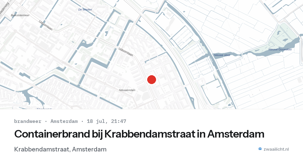 Containerbrand bij Krabbendamstraat in Amsterdam — 18 jul 2026
