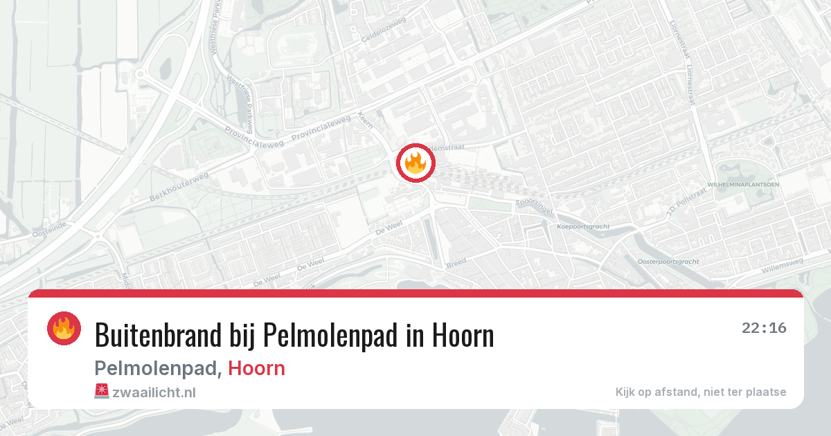 Buitenbrand bij Pelmolenpad in Hoorn — 12 jun 2026