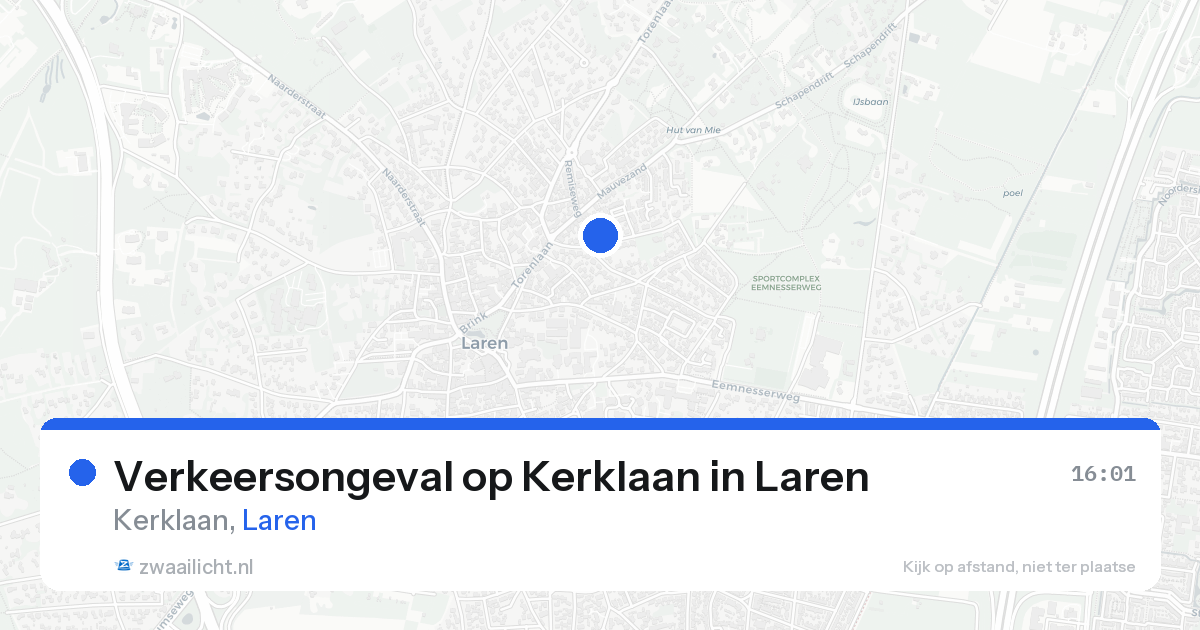 Verkeersongeval op Kerklaan in Laren — 24 aug 2026