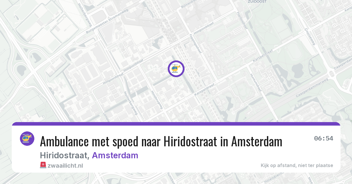 Ambulance met spoed naar Hiridostraat in Amsterdam — 6 jul 2026