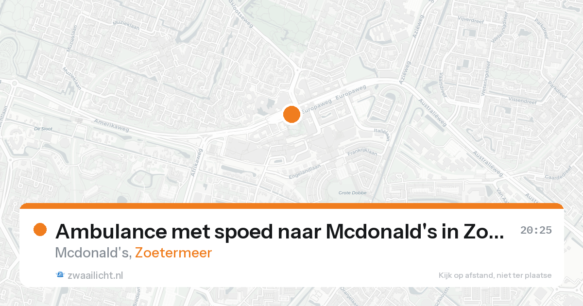 Ambulance met spoed naar Mcdonald's in Zoetermeer — 22 aug 2026