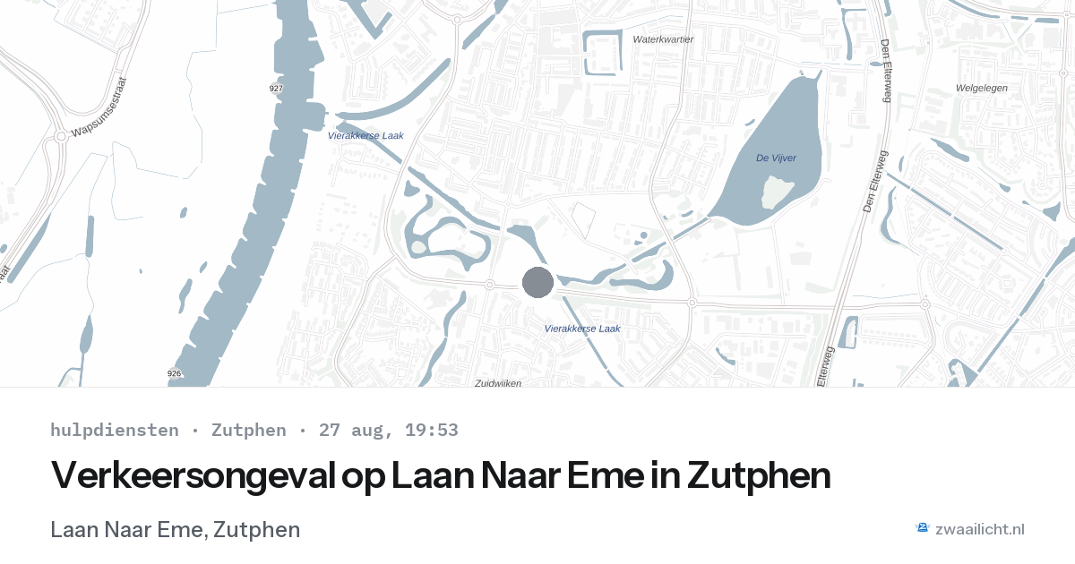Verkeersongeval op Laan Naar Eme in Zutphen — 27 aug 2026