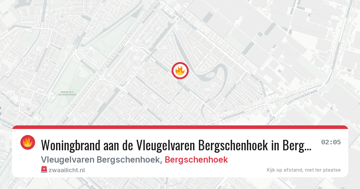 Woningbrand aan de Vleugelvaren Bergschenhoek in Bergschenhoek — 25 mrt 2026
