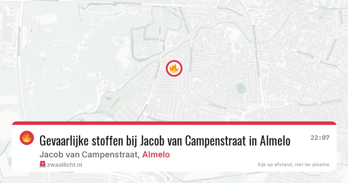 Gevaarlijke stoffen bij Jacob van Campenstraat in Almelo — 20 jun 2026